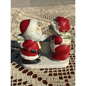 Vintage Jasco‎ Christmas Happiness Bisque Porcelain Kissing Santa Claus Candle